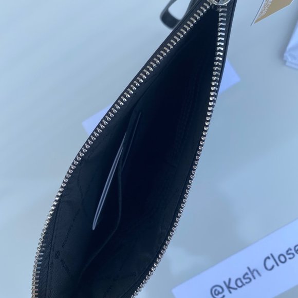 Michael Kors MK JST Logo XL Zip Wristlet Clutch - BLACK - Picture 6 of 7